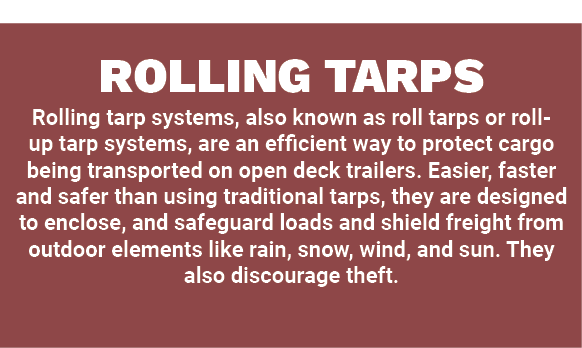 ROLLING TARPS Rolling tarp systems, also known as roll tarps or roll up tarp systems, are an efficient way to protect...