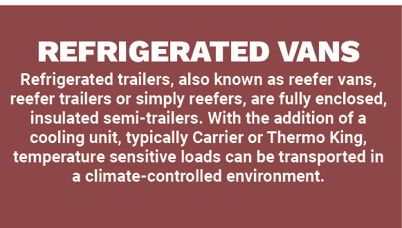 REFRIGERATED VANS Refrigerated trailers, also known as reefer vans, reefer trailers or simply reefers, are fully encl...
