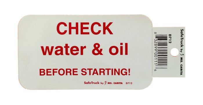 CHECK WATER & OIL BEFORE STARTING! DECAL MODEL# D712