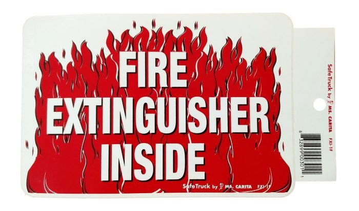 FIRE EXTINGUISHER INSIDE DECAL w/FLAMES Model# FXI-1F