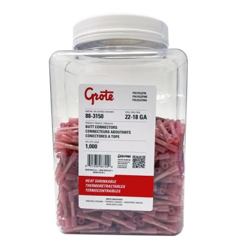 1000CT Heat Shrinkable Butt Connectors, Polyolefin 22-18 Gauge 88-3150
