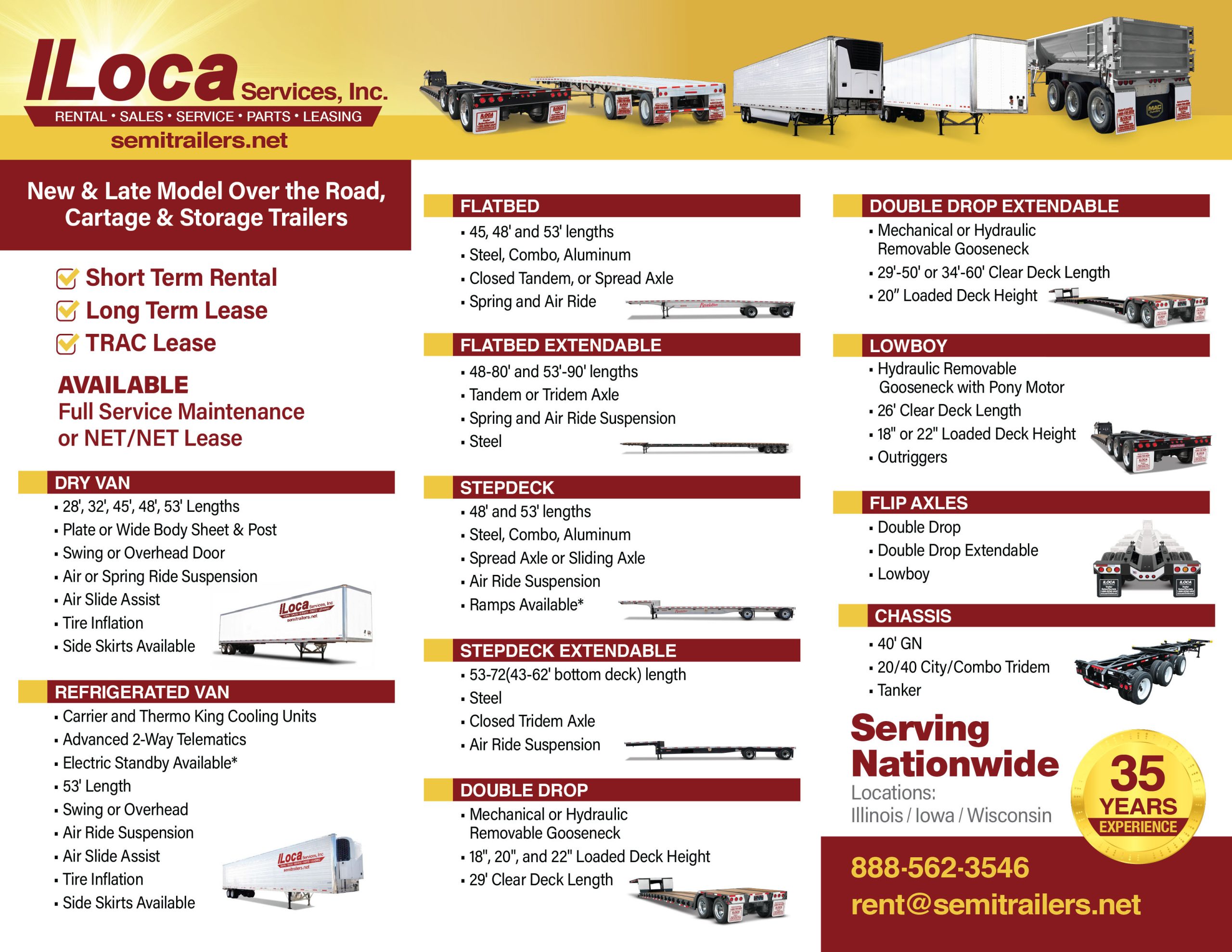 2025 semi-trailer rental menu